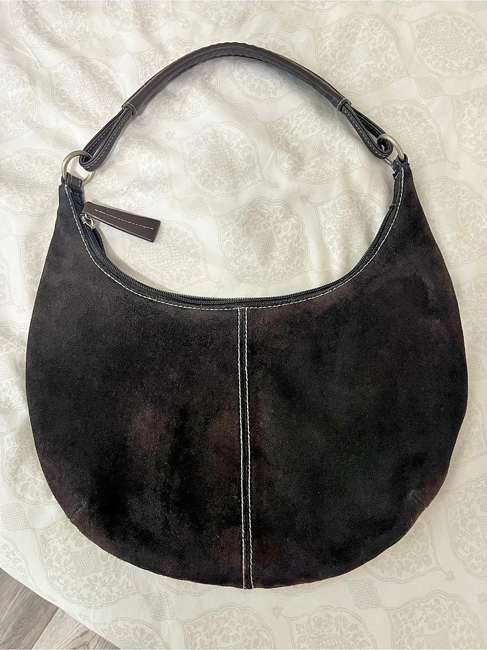 Vtg Old Navy Suede Hobo Bag Purse Chocolate Dark Brown
